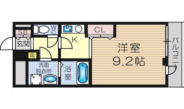 十三本町ウインズマンション2(ワンルーム/6階)の間取り写真