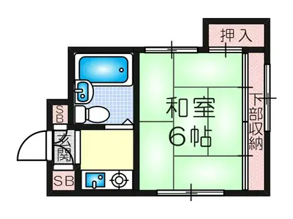 大阪市営御堂筋線 西中島南方駅 徒歩10分 4階建 築22年(1K/1階)の間取り写真