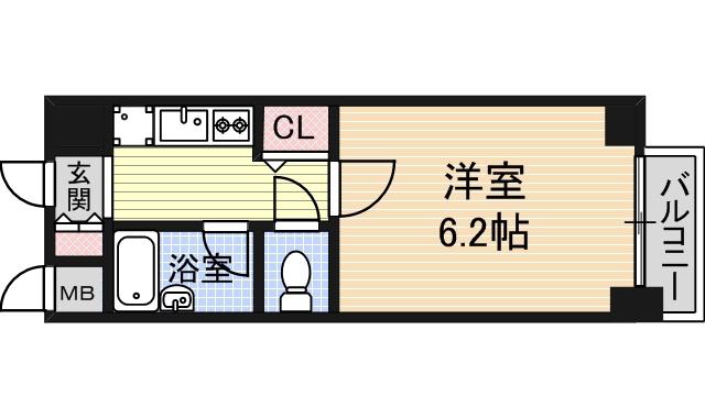 パラシオ塚本Ⅱ(1K/5階)の間取り写真
