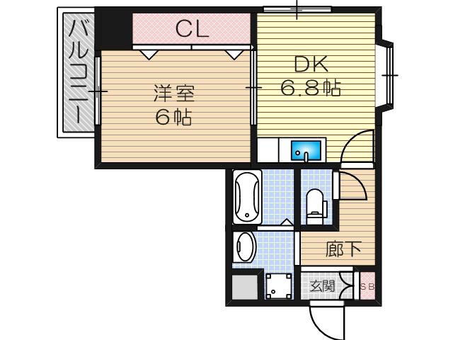 今川マンション(1DK/2階)の間取り写真