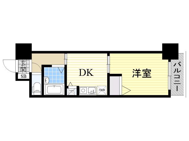 ノルデンハイム東三国(1DK/2階)の間取り写真