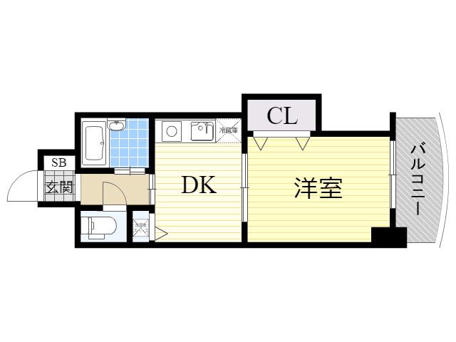 ノルデンハイム東三国(1DK/4階)の間取り写真