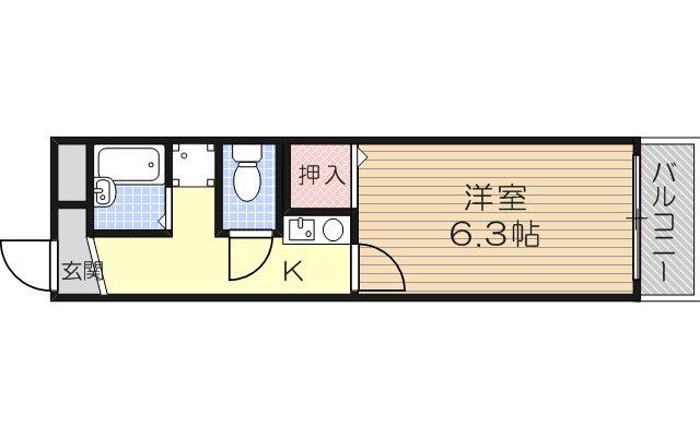 ISハイツ西中島(1K/4階)の間取り写真