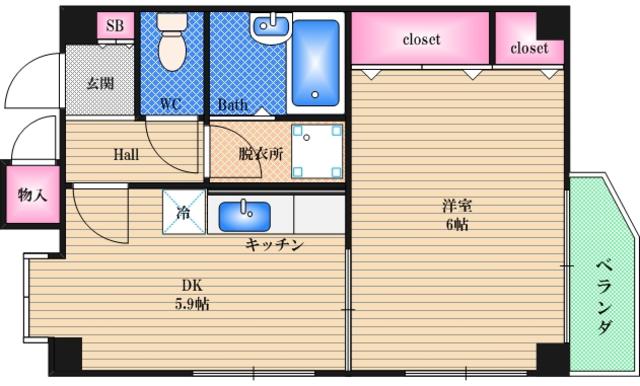 ジュエリーⅡ(1DK/1階)の間取り写真