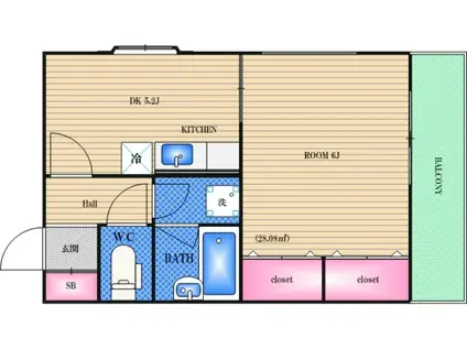 ジュエリーⅡ(1DK/2階)の間取り写真