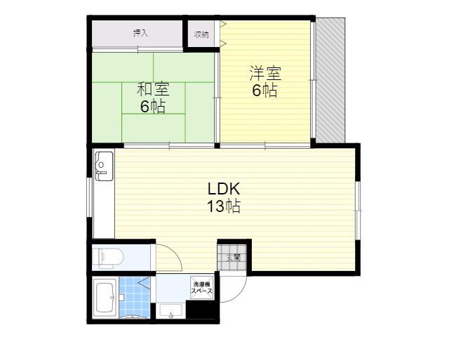 アブニール(2LDK/2階)の間取り写真
