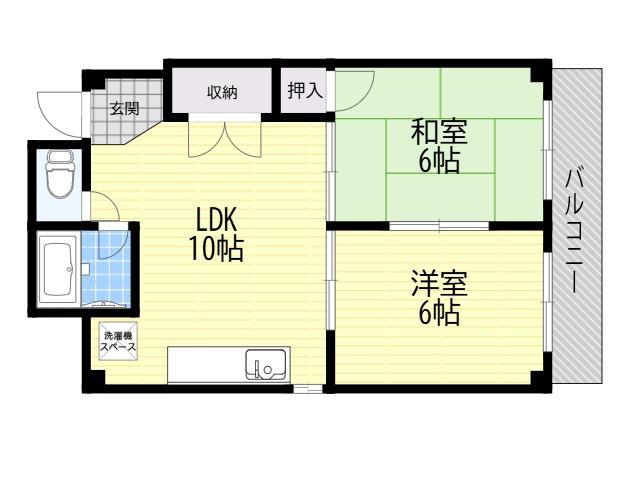 ダイシンコーポ(2LDK/5階)の間取り写真