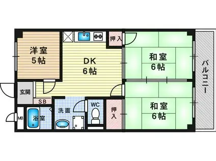 浅井マンション(3DK/2階)の間取り写真