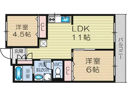 浅井マンション(2LDK/2階)の間取り写真