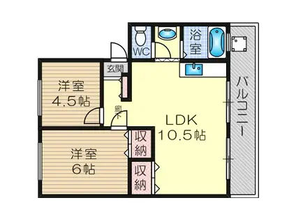 ヴィラ北野(2LDK/3階)の間取り写真