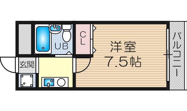 EPO北野レジデンス(1K/6階)の間取り写真