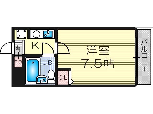 EPO北野レジデンス(1K/10階)の間取り写真