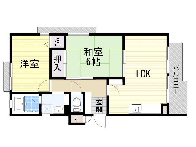 コーポ加島Ⅱ(2LDK/2階)の間取り写真