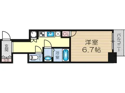 レジュールアッシュPREMIUMTWIN-2(1K/11階)の間取り写真