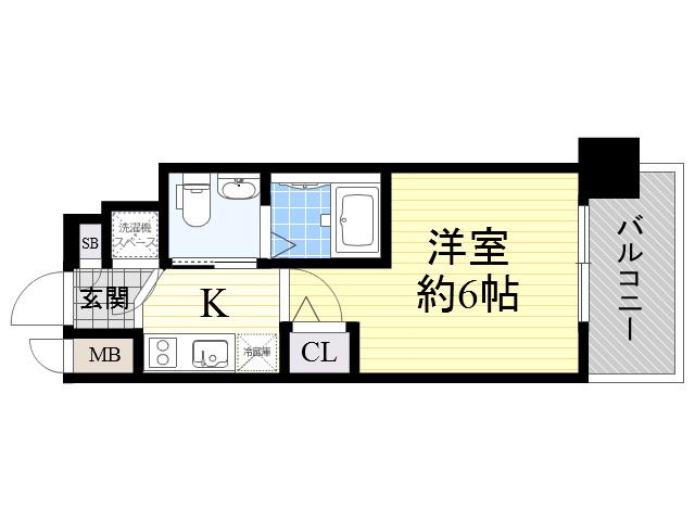 エスリード新北野(1K/2階)の間取り写真