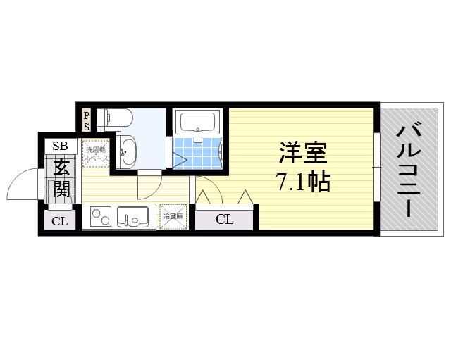 ラクラス新大阪(1K/2階)の間取り写真