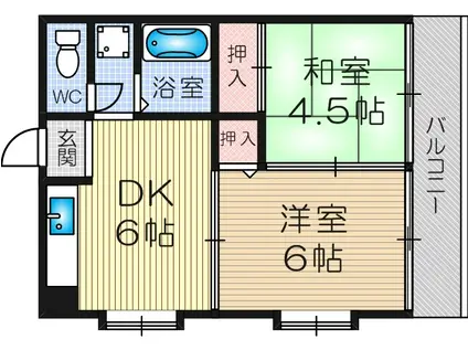 タクティ三津屋(2DK/4階)の間取り写真