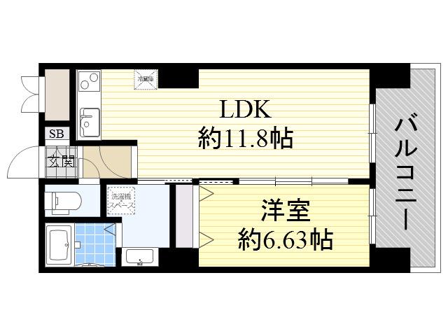 ノルデンタワー新大阪プレミアム(1LDK/24階)の間取り写真