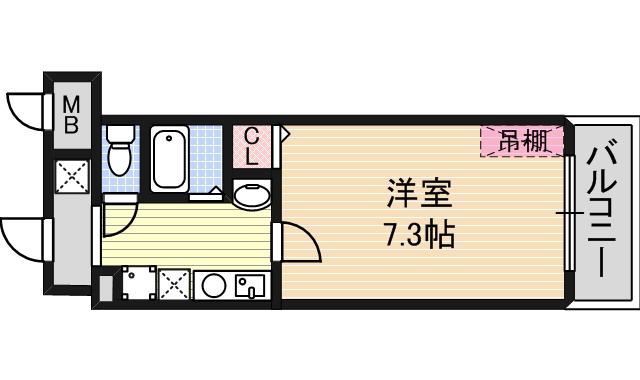 マインズコム新北野(1K/6階)の間取り写真
