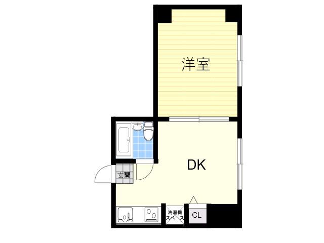 TSCUBE野里(1DK/3階)の間取り写真