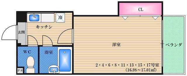 NOW新大阪(1K/8階)の間取り写真