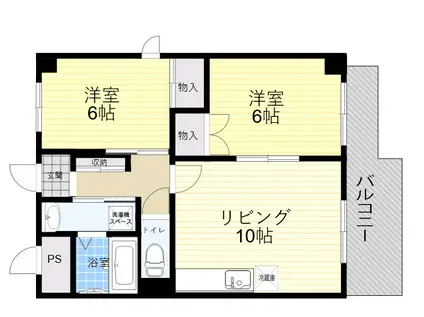 フルーブシャトー(2LDK/6階)の間取り写真