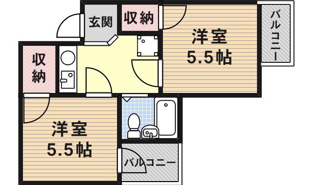 アメニティ新大阪5番館(2K/2階)の間取り写真