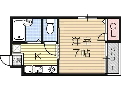 エステート塚本(1K/4階)の間取り写真