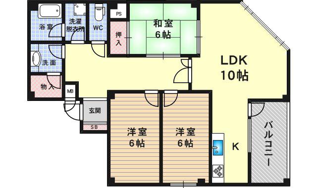 シオンズガーデン花川(3LDK/1階)の間取り写真
