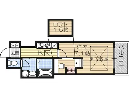 都マンション(1K/7階)の間取り写真