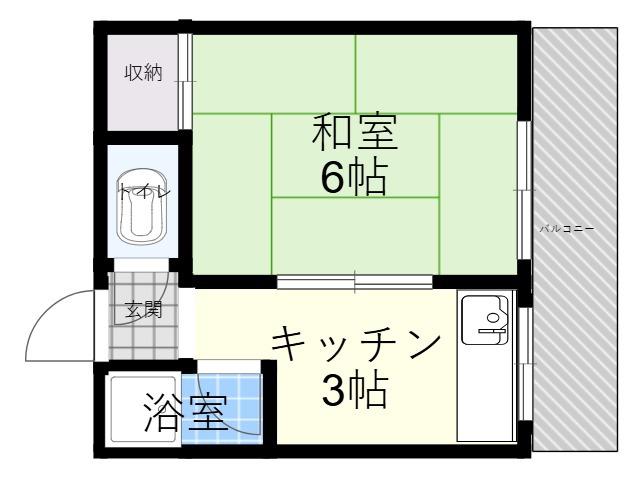 中善マンション(1K/2階)の間取り写真