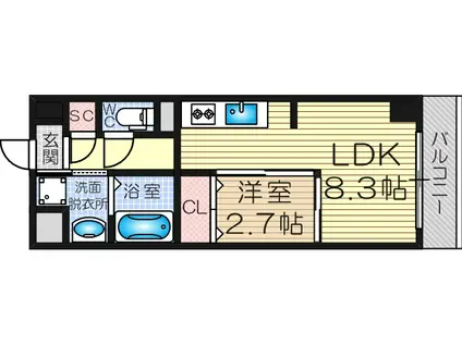 グランドステージ十三(1LDK/11階)の間取り写真