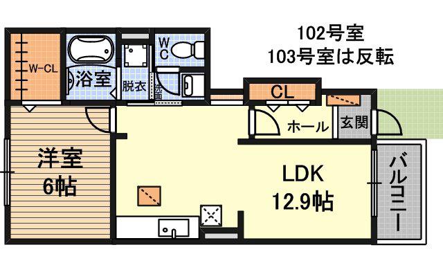 サニーレジデンス西三国G(1LDK/1階)の間取り写真