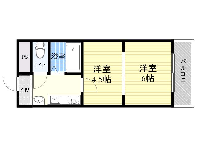 RIORA塚本Ⅰ(2K/1階)の間取り写真