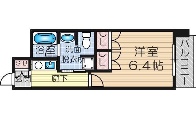 サムティ三国本町レジデンス(1K/2階)の間取り写真