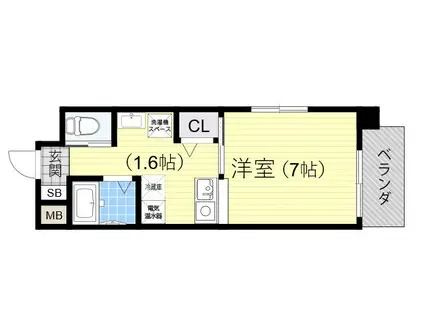 エナブル塚本(1K/3階)の間取り写真