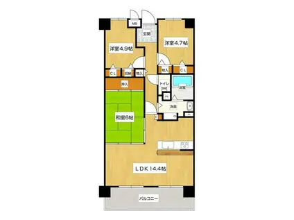 ファミール北大阪リバーサイドB棟(3LDK/2階)の間取り写真