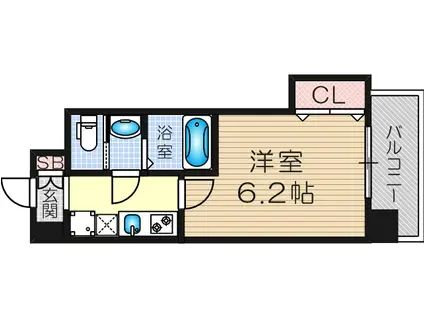 ラグゼ十三本町(1K/10階)の間取り写真