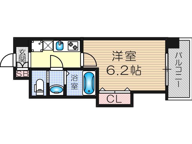 ラグゼ十三本町(1K/11階)の間取り写真