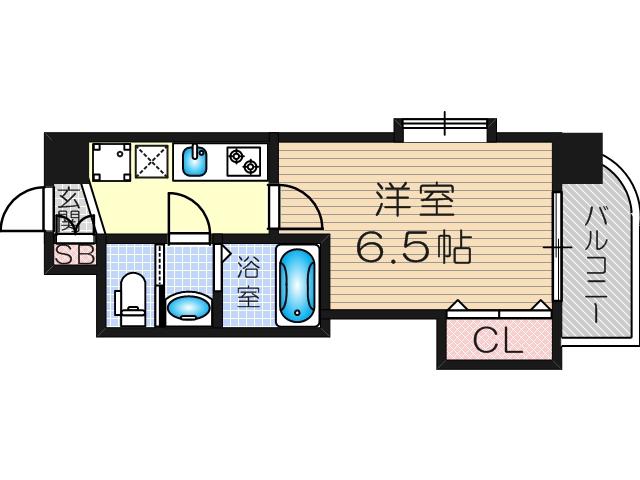 ラグゼ十三本町(1K/11階)の間取り写真
