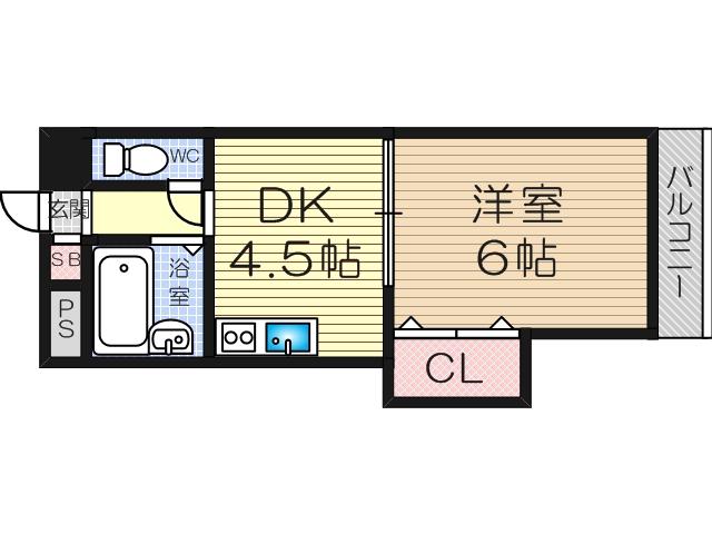 有馬パレス新大阪(1DK/3階)の間取り写真