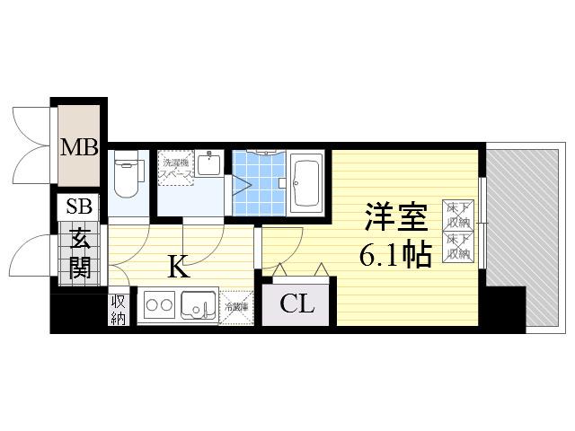 スプランディッド新大阪DUE(1K/7階)の間取り写真