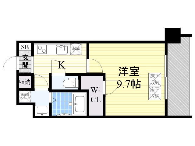 スプランディッド新大阪DUE(1K/4階)の間取り写真