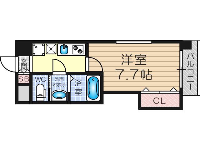 ラグゼ新大阪Ⅰ(1K/9階)の間取り写真