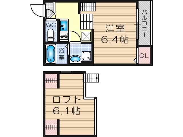 HR西三国(1SK/1階)の間取り写真