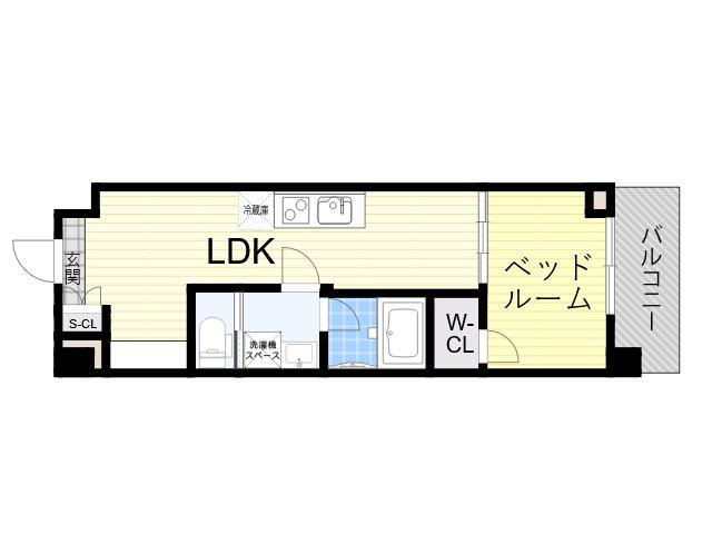 REーBE東三国(1LDK/9階)の間取り写真