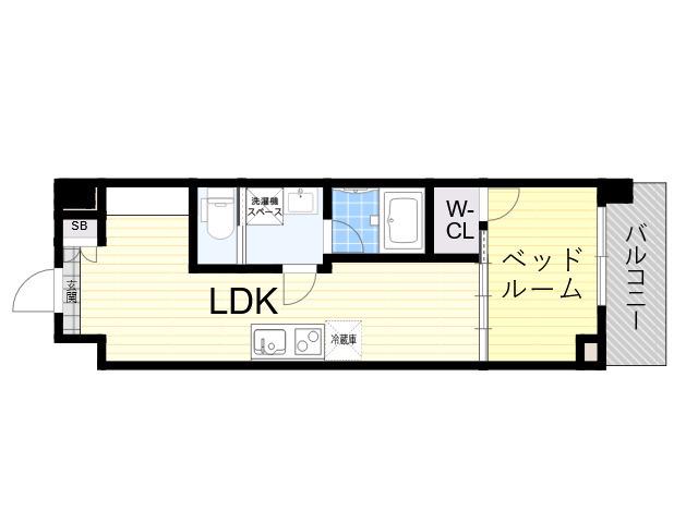 REーBE東三国(1LDK/8階)の間取り写真