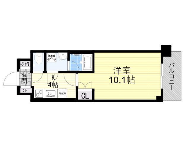 REーBE東三国(1K/6階)の間取り写真
