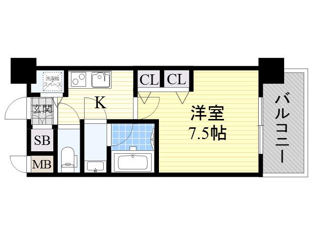 CITY SPIRE西中島(1K/6階)の間取り写真