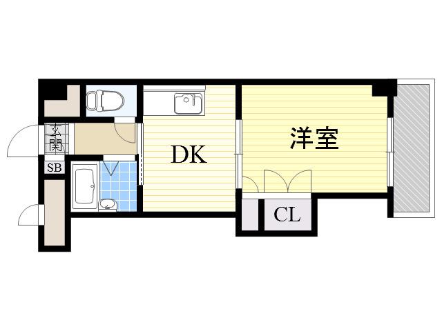 新大阪グランドハイツ北(1DK/6階)の間取り写真